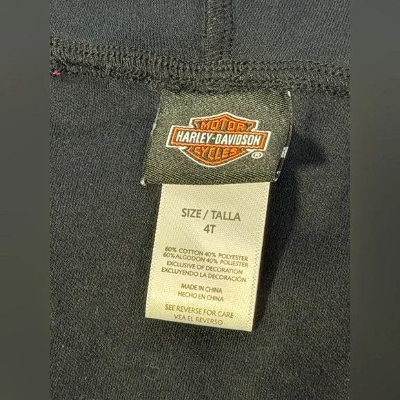 Harley Davidson Girls Hoodie Jacket 4T Pink Black Zip Up Genuine Motorcycle - Picture 16 of 16